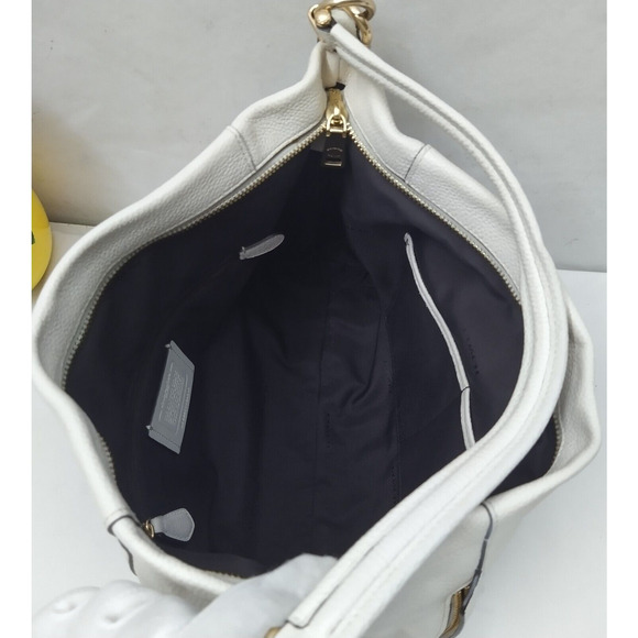 Coach Scout White Pebbled Leather Zipper Pockets Hobo Crossbody Bag - Picture 10 of 16